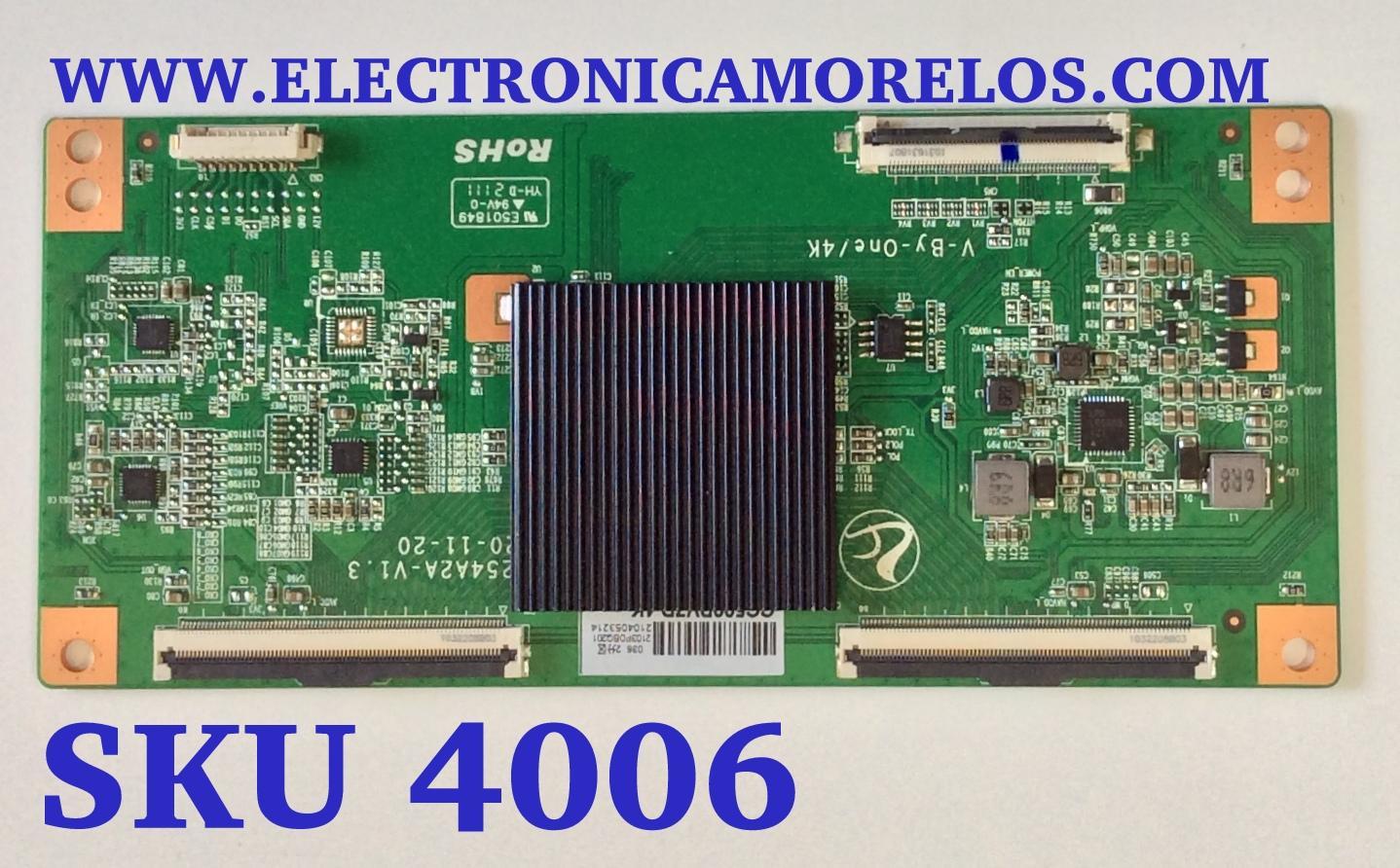 T-CON PARA TV ONN ORIGINAL / NUMERO DE PARTE 2103PDBQ201 / PD9254A2A-V1 / 2104053214 / CC500PV7D.4K / PANEL C500Y19-5C / DISPLAY CC500PV7D / MODELO 100012585 50"